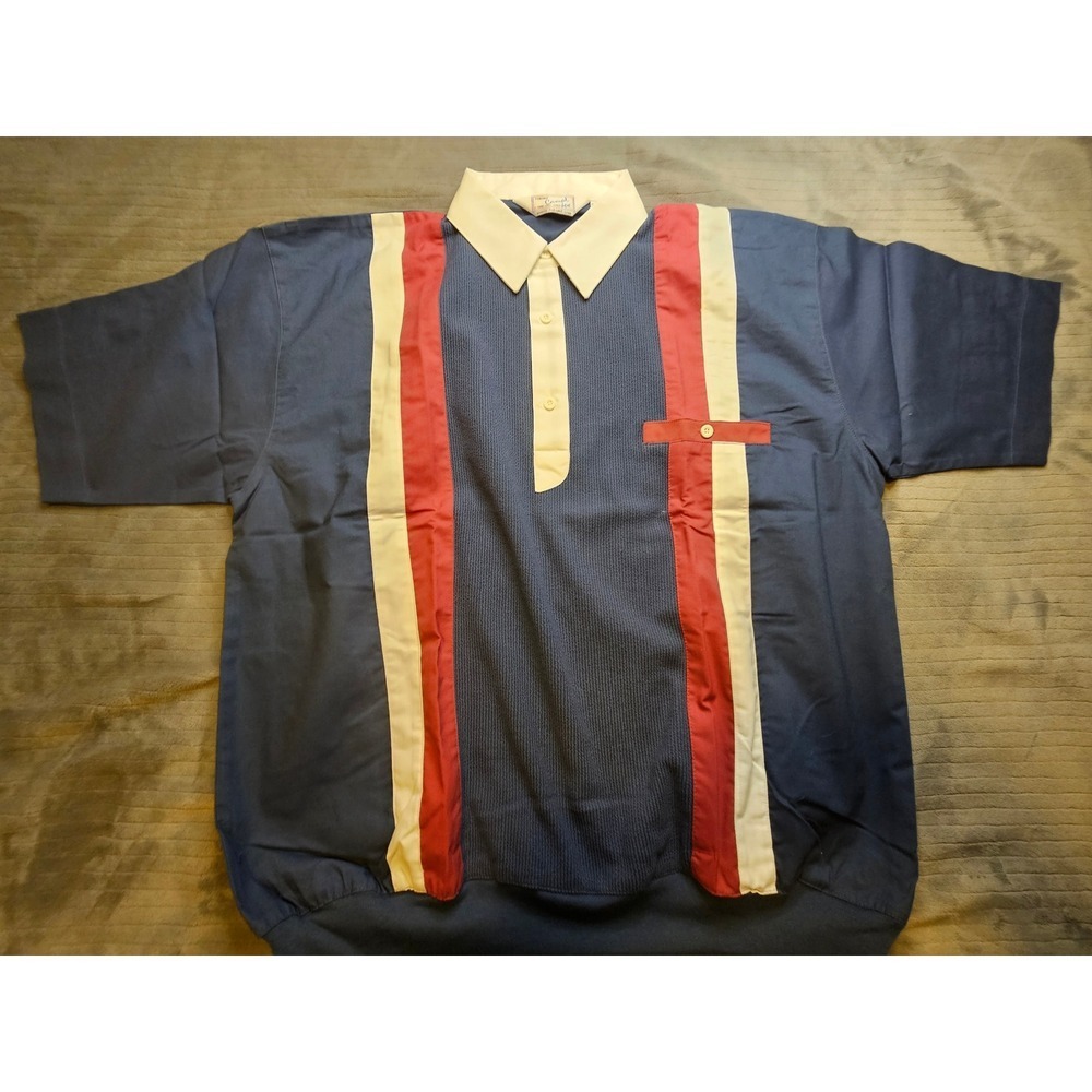 NWOT Vintage Haband Casual Joe Bowler Polo Shirt Navy Red Large Navy Red Large